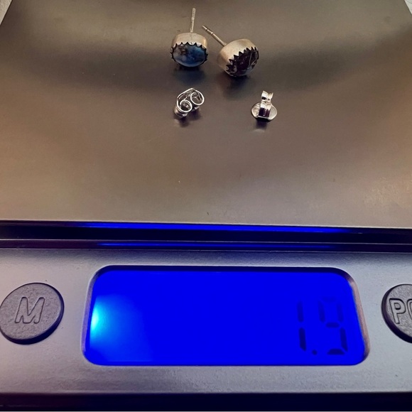 ❤️ Golden Hills Turquoise Navajo Style Brushed 925 Stud Earrings Closed Back - Picture 10 of 13